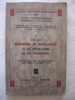 Sur les phénomènes de mouillabilité et les applications de ces phénomènes