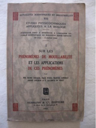 Sur les phénomènes de mouillabilité et les applications de ces phénomènes