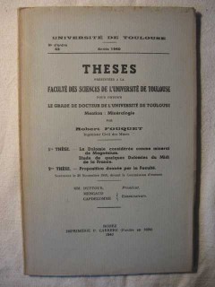 Thèses présentées à la faculté des sciences de l'université de Toulouse