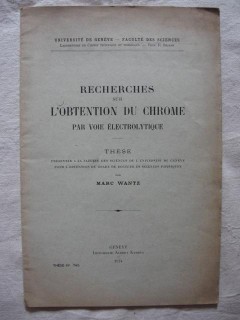 Recherches sur l'obtention du chrome par voie électrolytique