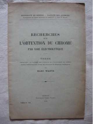 Recherches sur l'obtention du chrome par voie électrolytique