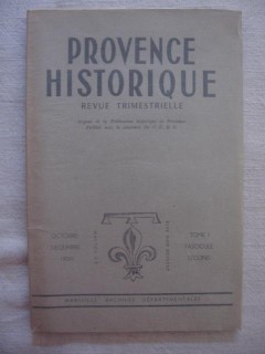 Provence historique, octobre-décembre 1950, tome I, fascicule 2.