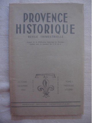 Provence historique, octobre-décembre 1950, tome I, fascicule 2.
