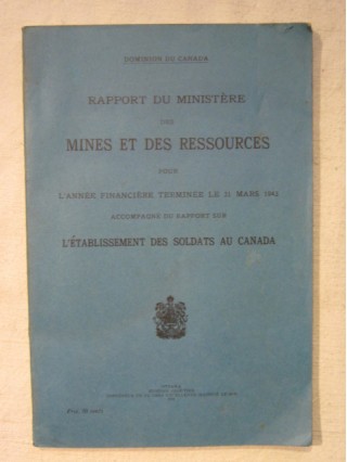 Rapport du ministère des mines et ressources pour l'année financière terminée le 31mars 1943
