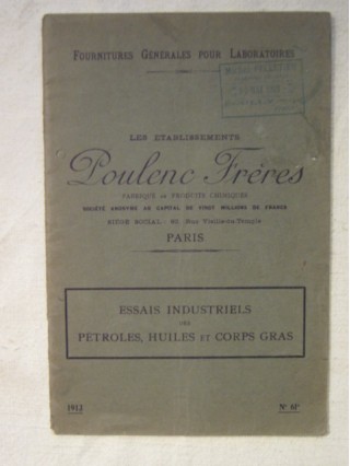 Essais industriels despétroles, huiles et corps gras