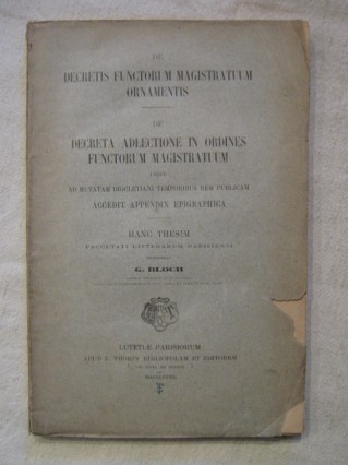 De decretis functorum magistrtuum ornamentis, de decreta adlectione in ordines functorum magistratum