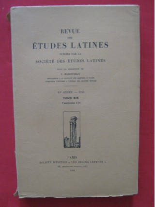 Revue des études latines, tome XIX, fascicule I-II