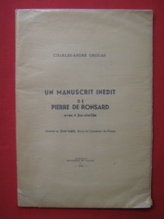 Un manuscrit inédit de Pierre de Ronsard