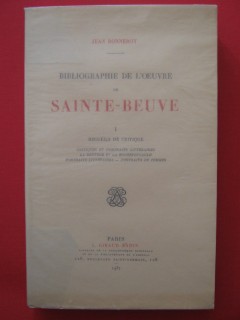 Bibliographie de l'oeuvre de Sainte Beuve, T1