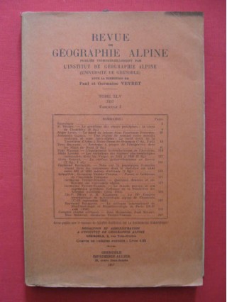 Revue de géographie alpine, tome XLV, fascicule I