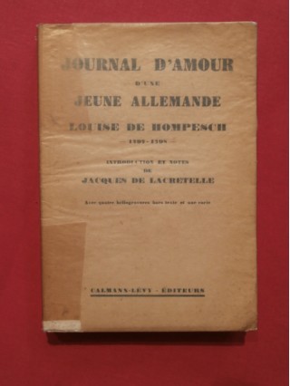 Journal d'amour d'une jeune allemande, Louise de Hompesch (1797-1798)