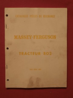 Catalogue de pièces de rechange Massey Fergusson tracteur 802