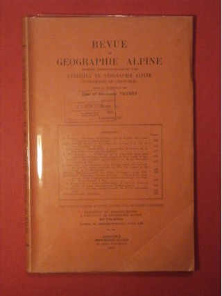 Revue de géographie alpine, tome XL, fascicule III