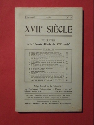 Bulletin de la société d'études du XVIIe siècle, n°16