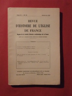 Revue de l'histoire de l'église de France, tome LV, n°154 janvier-juin 1969