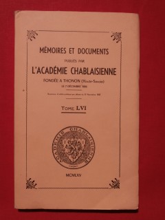 Mémoires et documents, académie chablaisienne, tome LVI