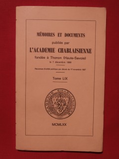 Mémoires et documents, académie chablaisienne, tome LIX