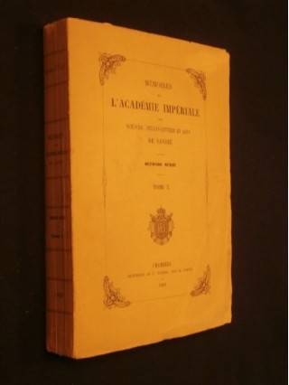 Mémoires de l'académie impériale des sciences, belles lettres et arts de Savoie, tome X, seconde série