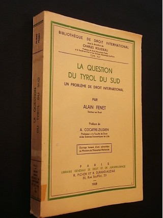 La question du Tyrol du sud, un problème de droit international