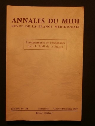 Annales du midi, enseignements et enseignants dans le midi de la France