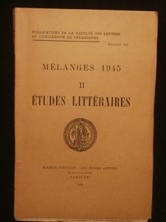 Mélanges 1945, tome 2, études littéraires