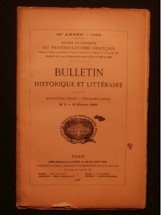 Bulletin historique et littéraire, n°2, 15 février 1893