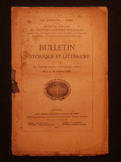 Bulletin historique et littéraire, n°1, 15 janvier 1893