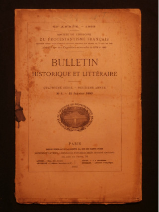 Bulletin historique et littéraire, n°1, 15 janvier 1893